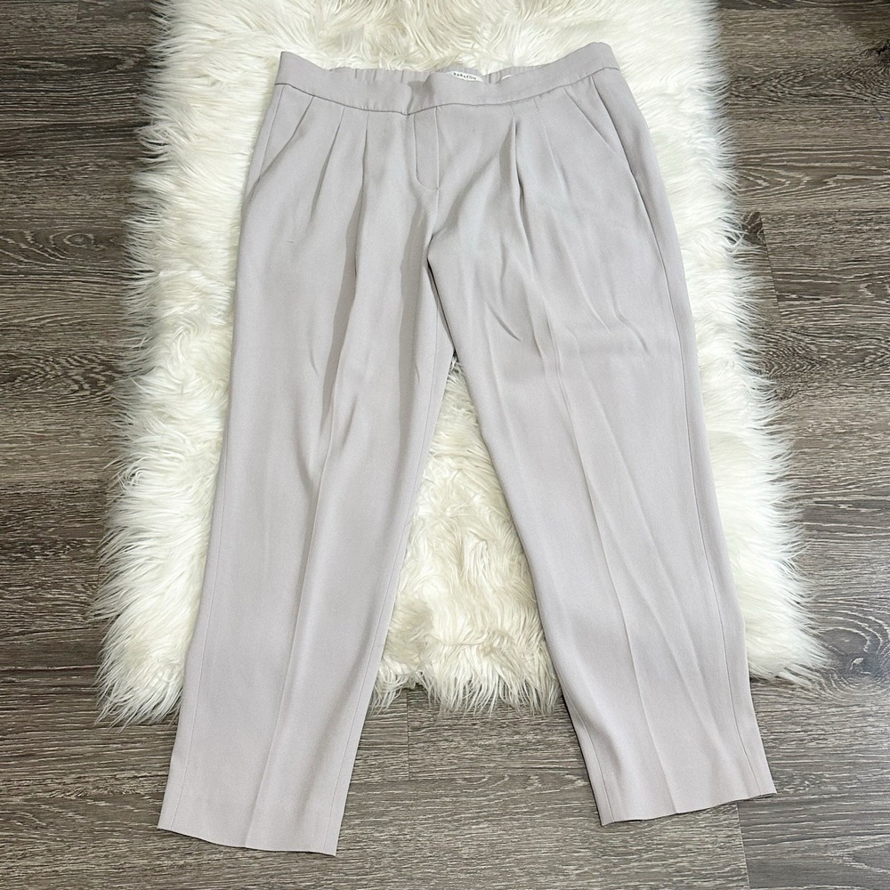 Aritzia Babaton Conan Crepe Pants Size 10 Gray Slim Crop Ankle Clean Girl Office